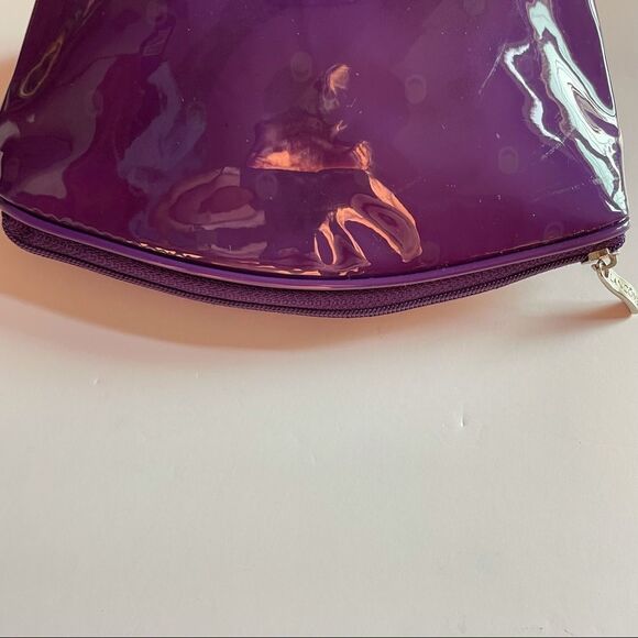 Lancôme Paris Makeup Bag Purple Patent Faux Leather Cosmetic Pouch Rare Vintage - Picture 6 of 10